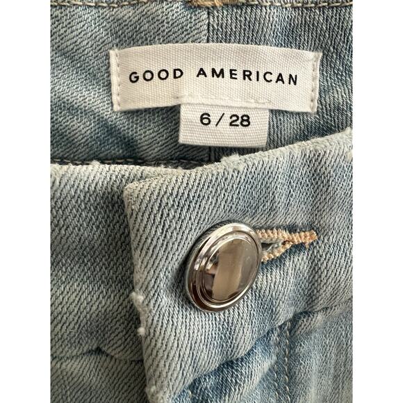 GOOD AMERICAN Good Waist Crop Raw Edge High Rise Jeans - Picture 7 of 16